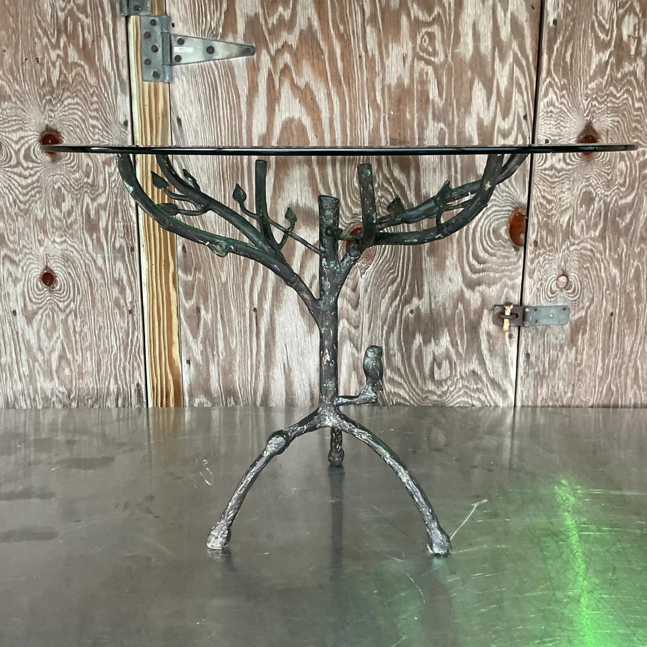 Vintage Boho Patinated Metal Table After Giacometti 2