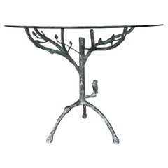 Vintage Boho Patinated Metal Table After Giacometti