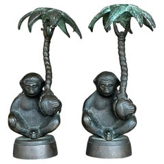 Bougeoirs Vintage Boho en forme de singe patiné - une paire