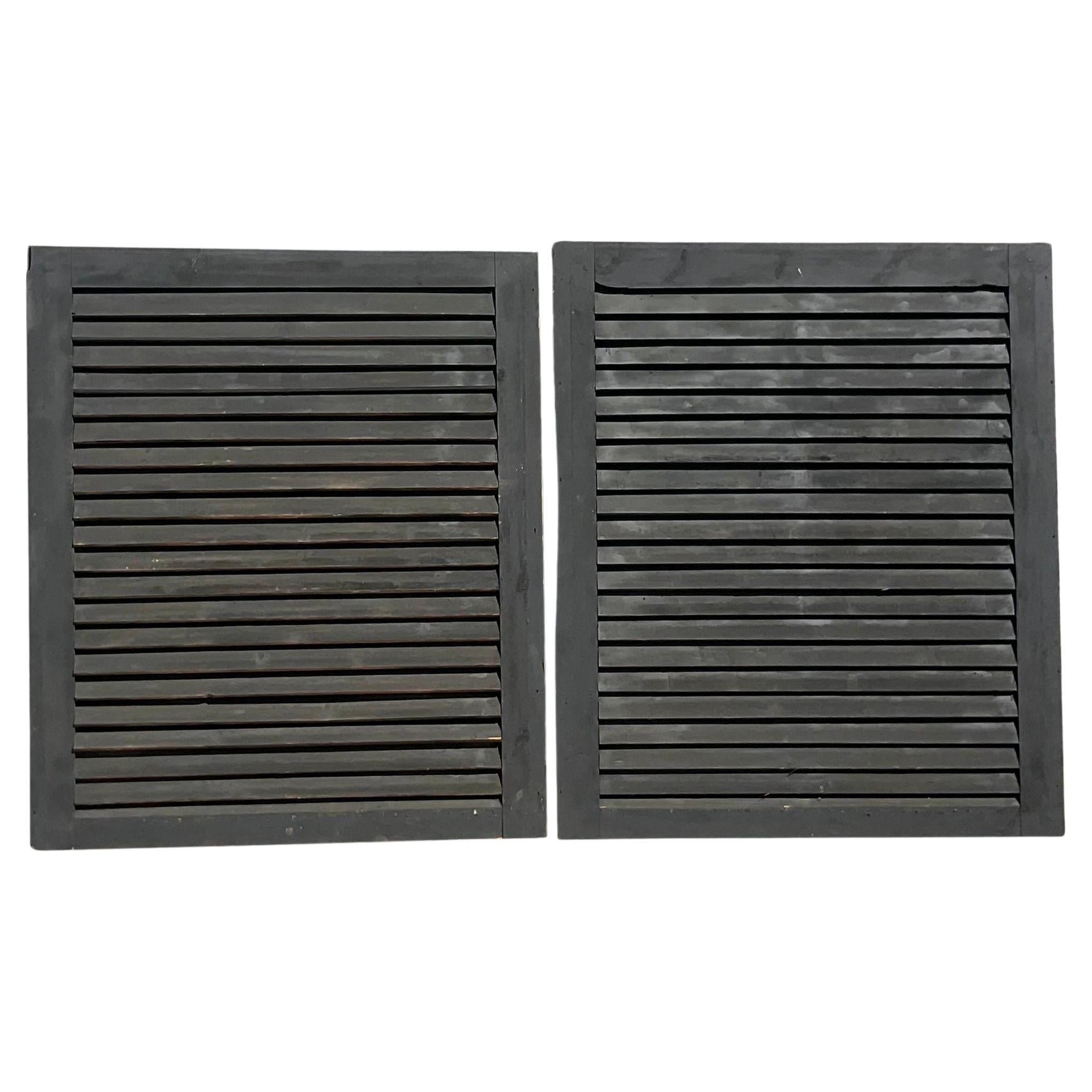 Vintage Boho Patinated Plantation Shutters - a Pair For Sale