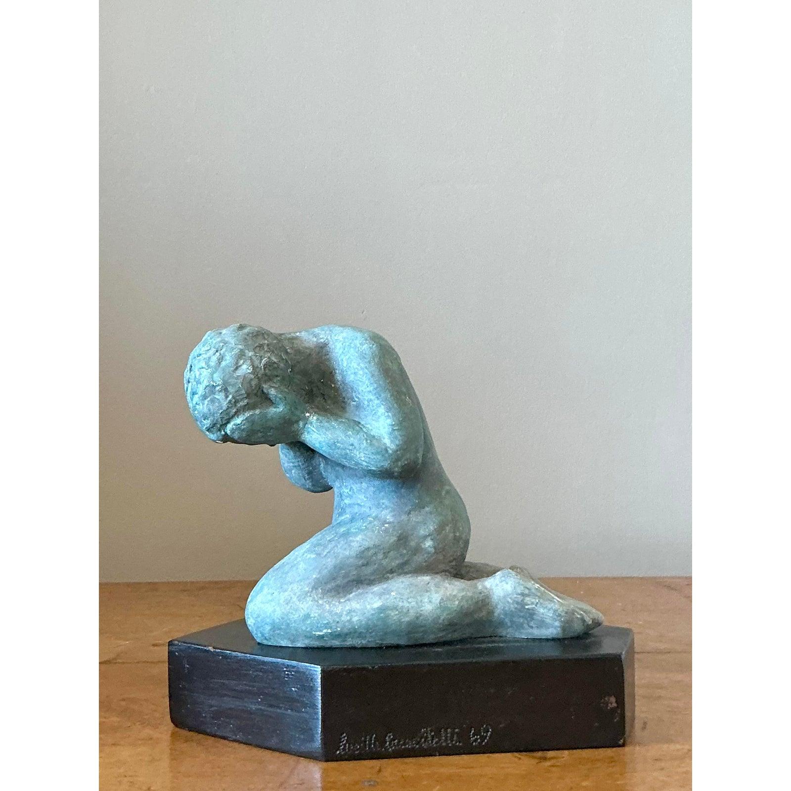 XX secolo Scultura astratta di donna in gesso patinato vintage Boho in vendita