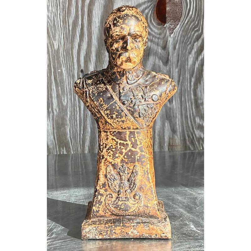 Bohème Buste d'homme en plâtre patiné Boho Vintage en vente