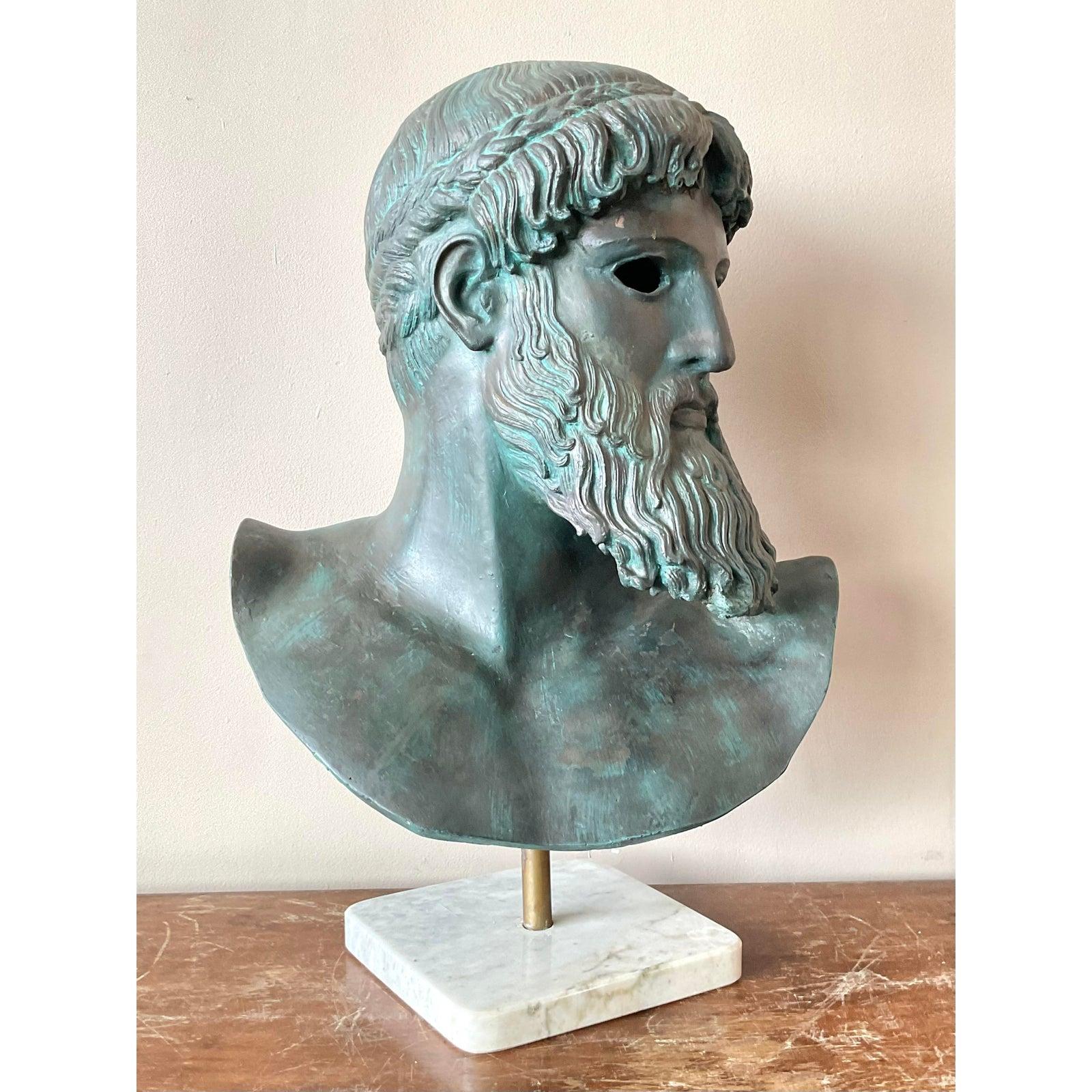 Hollywood Regency Busto di uomo in gesso patinato Vintage By in vendita