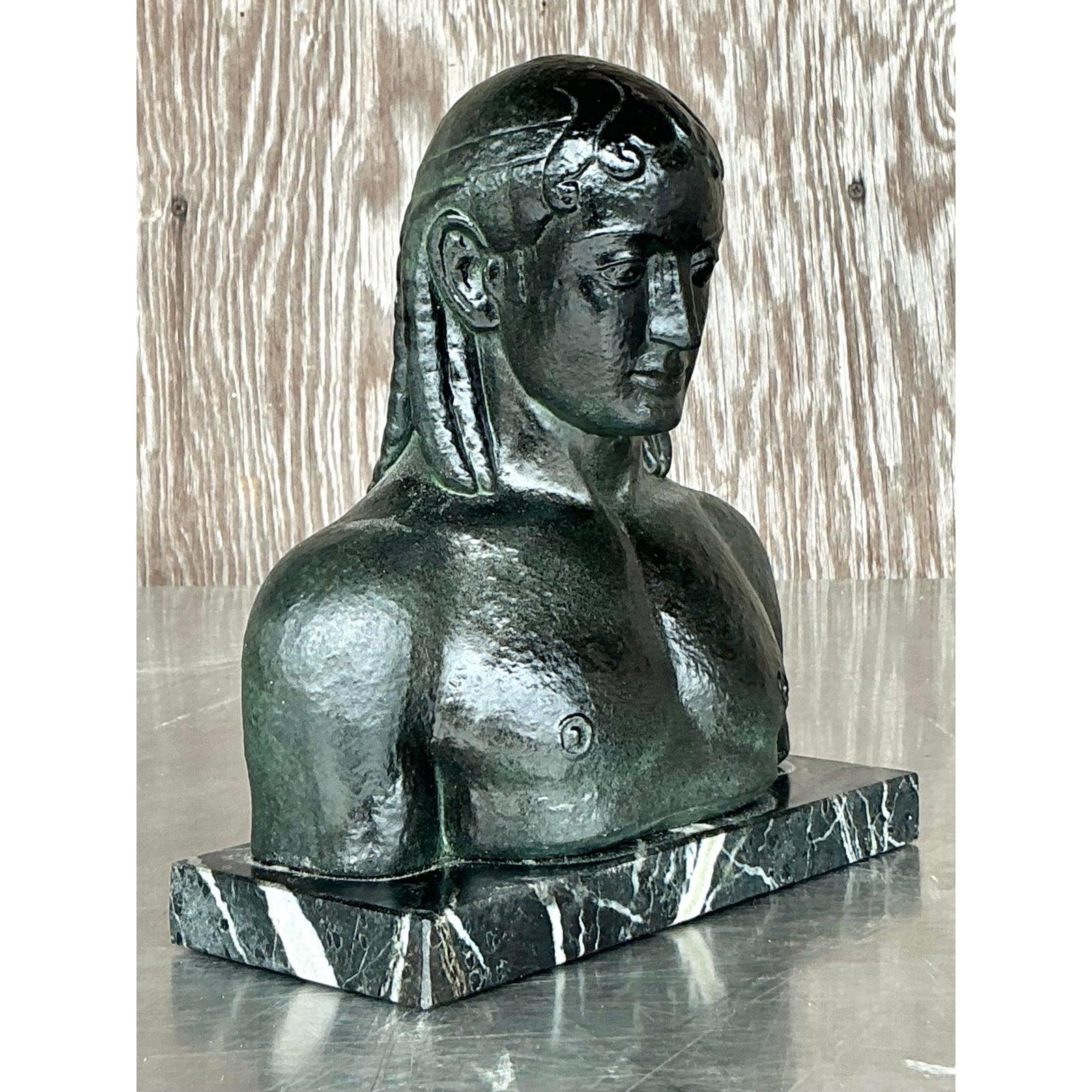 XX secolo Busto di uomo in gesso patinato Vintage By in vendita