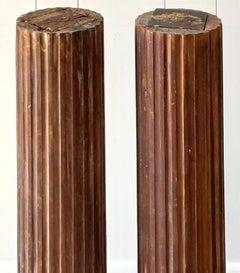 Vintage Boho Patinated Primitive Wood Columns - a Pair
