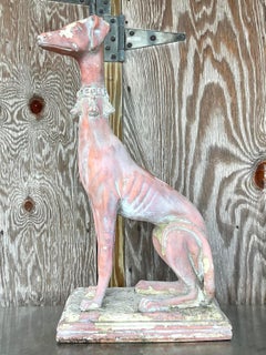 Vintage Boho Patinated Resin Greyhound Statue