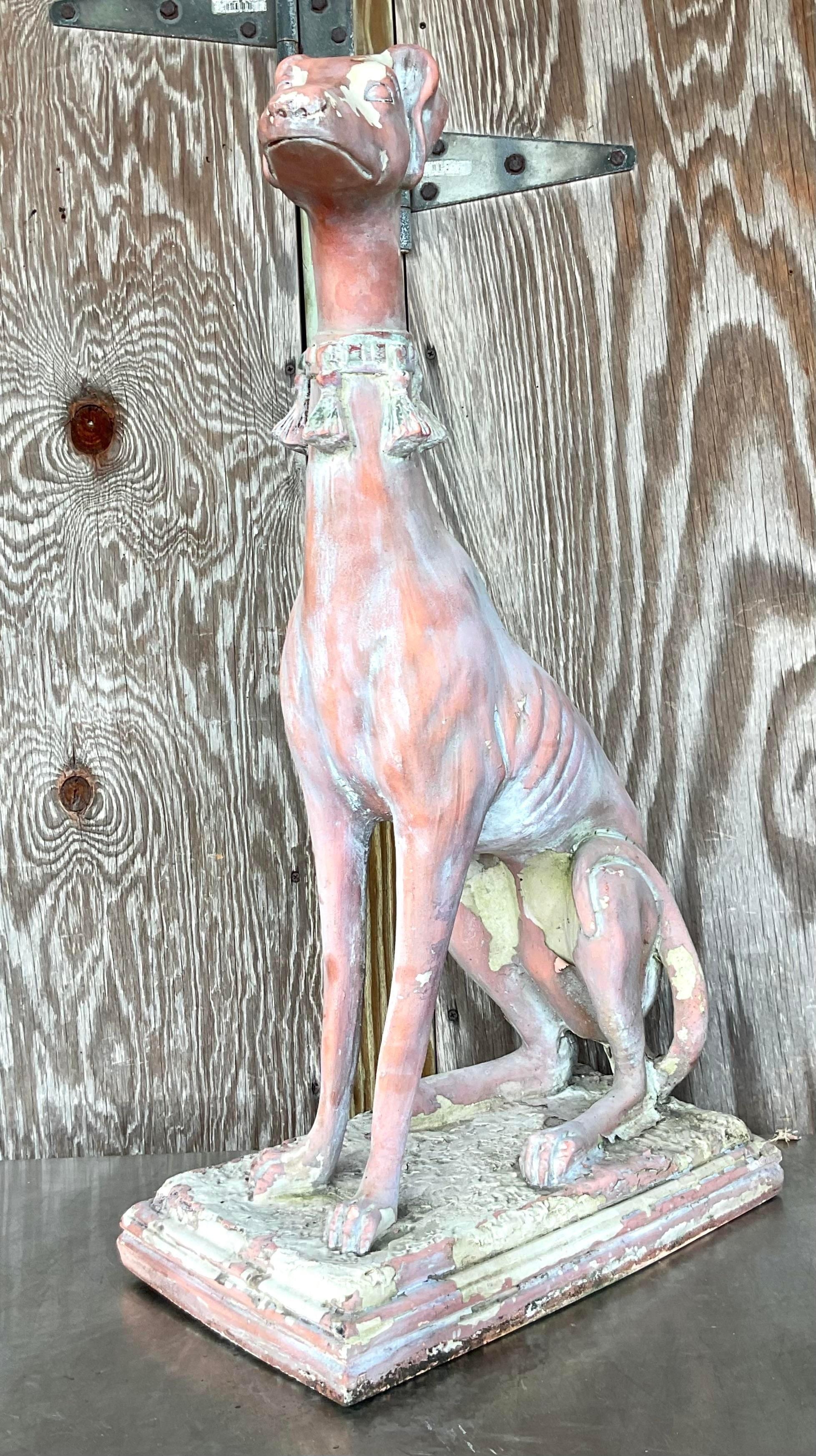 Statua di levriero in resina patinata vintage Boho in vendita 1