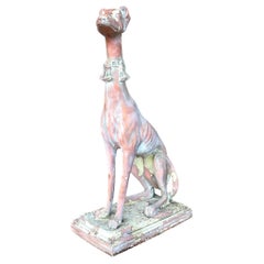 Vintage Boho Patinated Resin Greyhound Statue