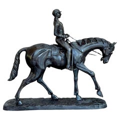 Vintage Boho Patinated Rider and Horse Sculpture