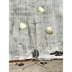 Vintage Boho Patinated Rotating Head Floor Lamp After Serge Mouille