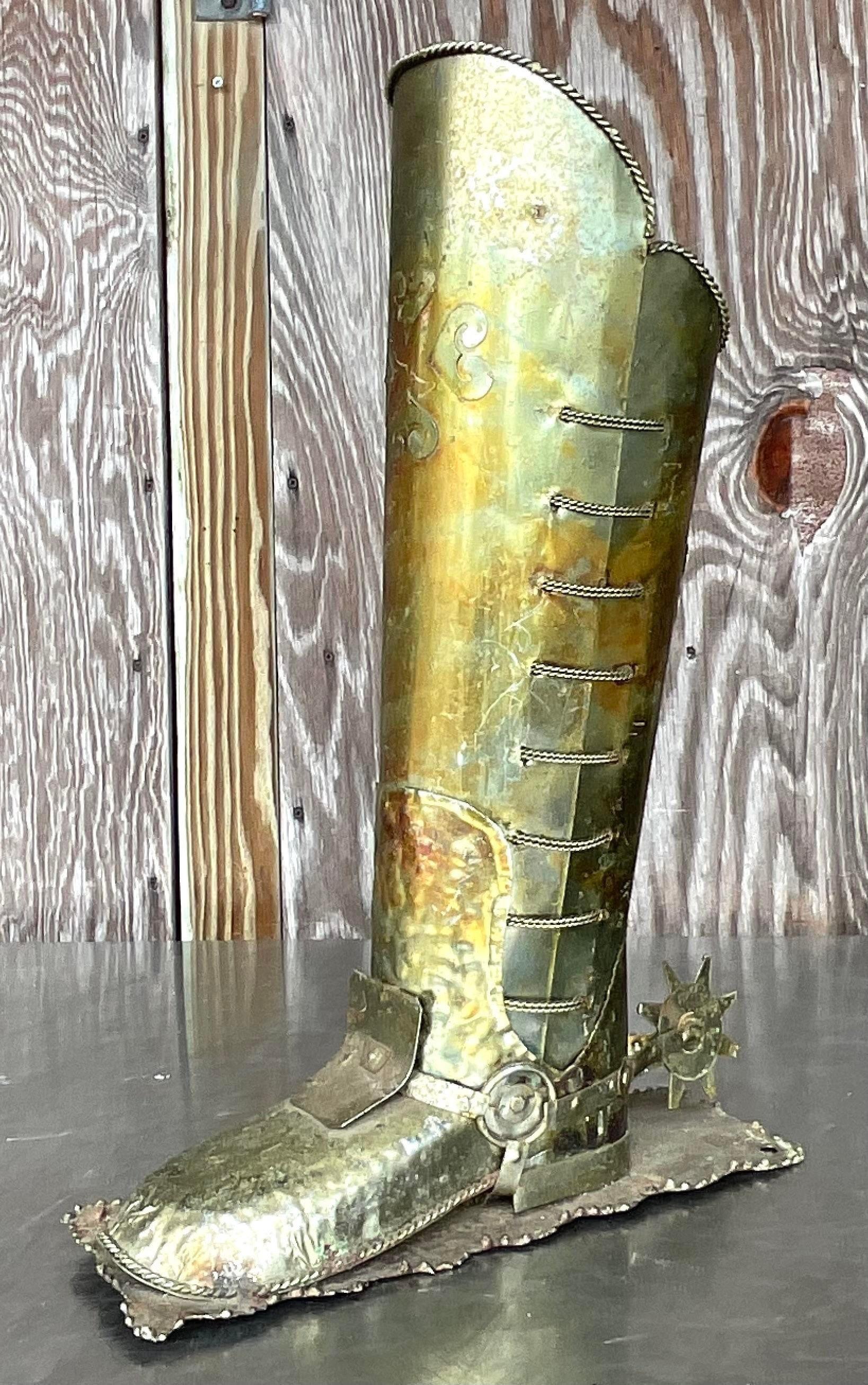 20ième siècle Botte Vintage Boho à Spurs Patinés en vente