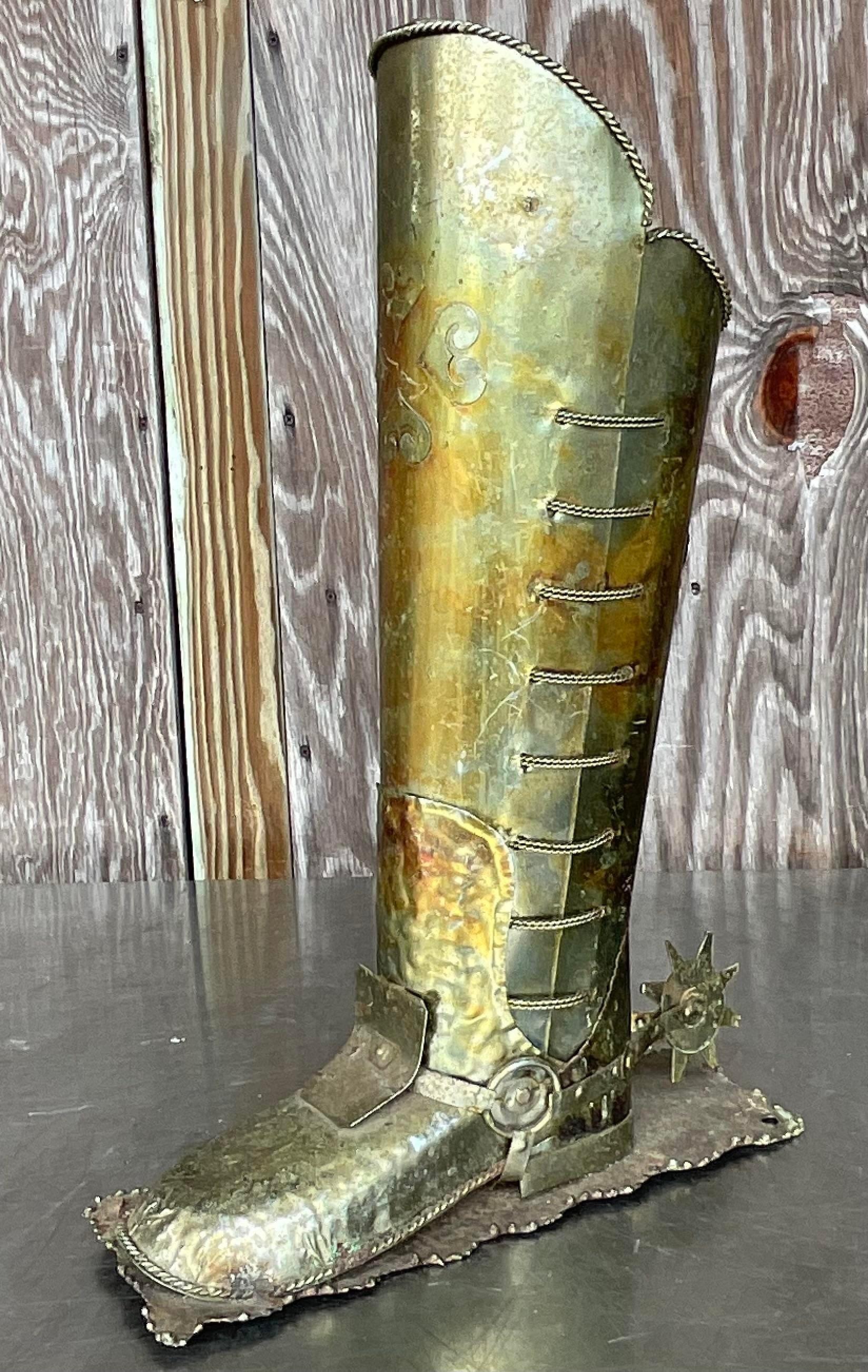 Aluminium Botte Vintage Boho à Spurs Patinés en vente