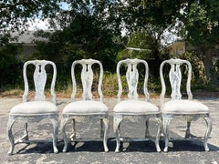 Vintage Boho Patinated Swedish Dining Chairs - Set of 4