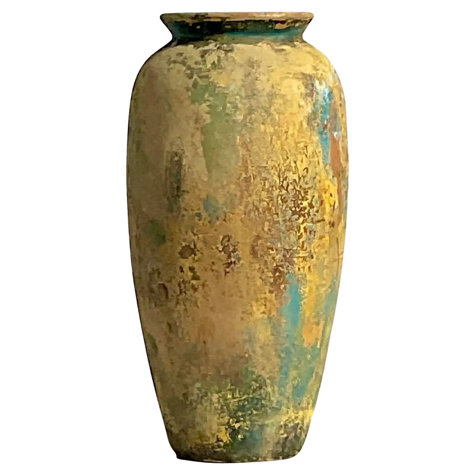 Vintage Boho Patinated Terracotta Urn