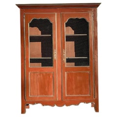 Vintage Boho Patinated Wire Front Armoire