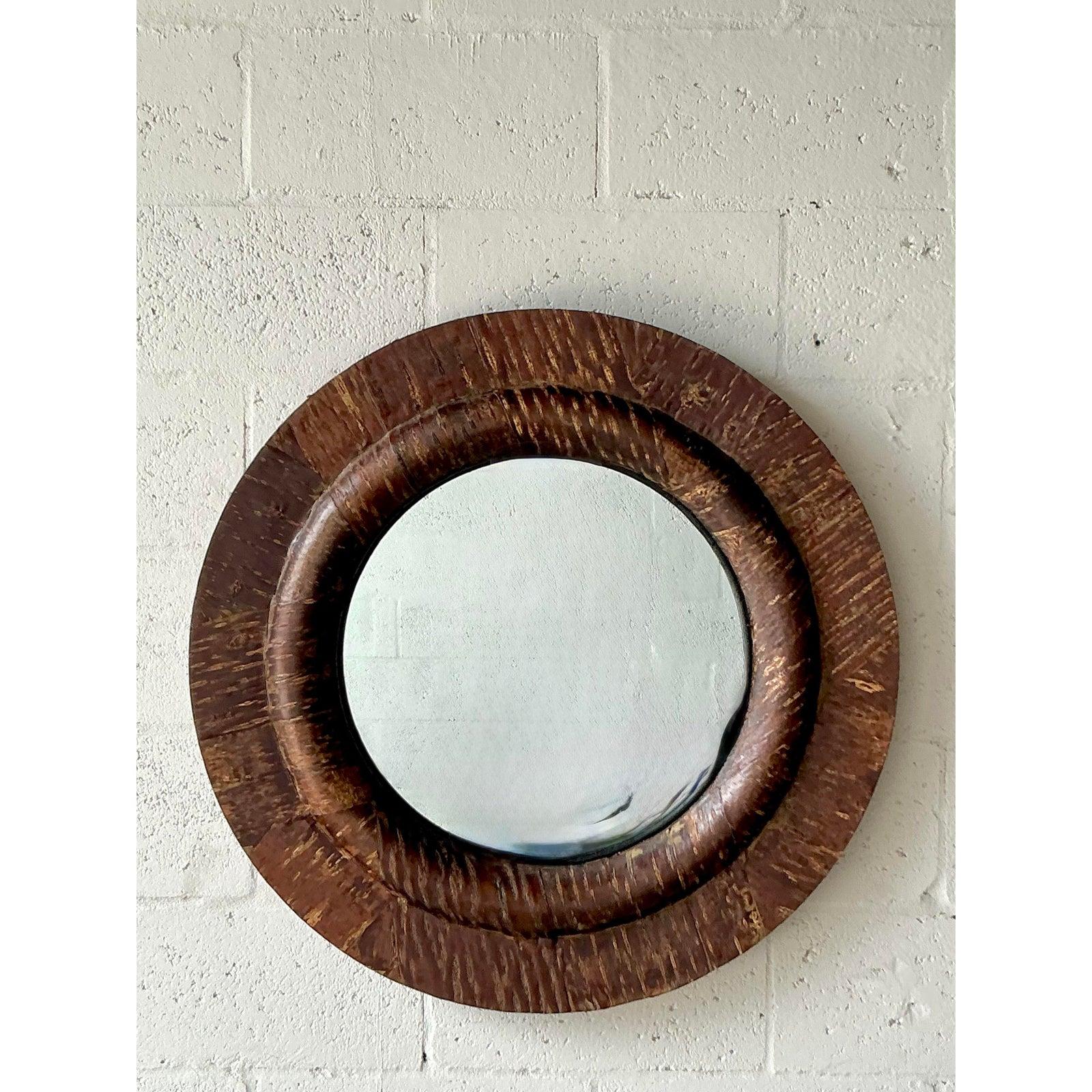 Espejo Vintage Boho de Madera Patinada Estadounidense en venta