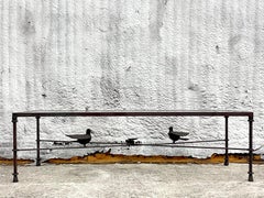 Vintage Boho Patinated Wrought Iron Bird Coffee Table After Giacometti