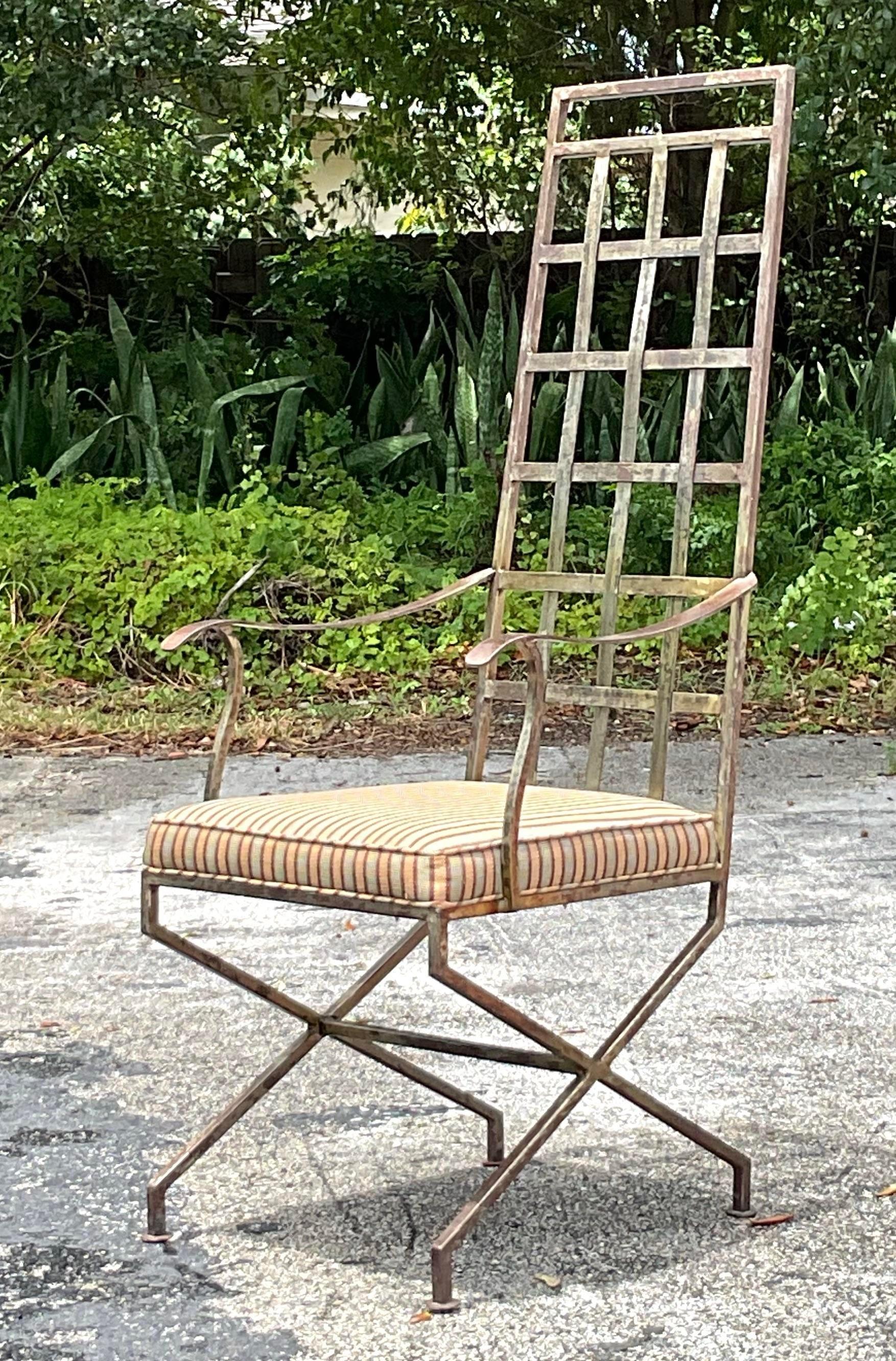 Vintage Boho Patinated Schmiedeeisen Stuhl im Zustand „Gut“ im Angebot in west palm beach, FL