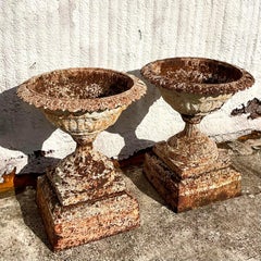 Urnas Vintage Boho de Hierro Forjado Patinado - un Par