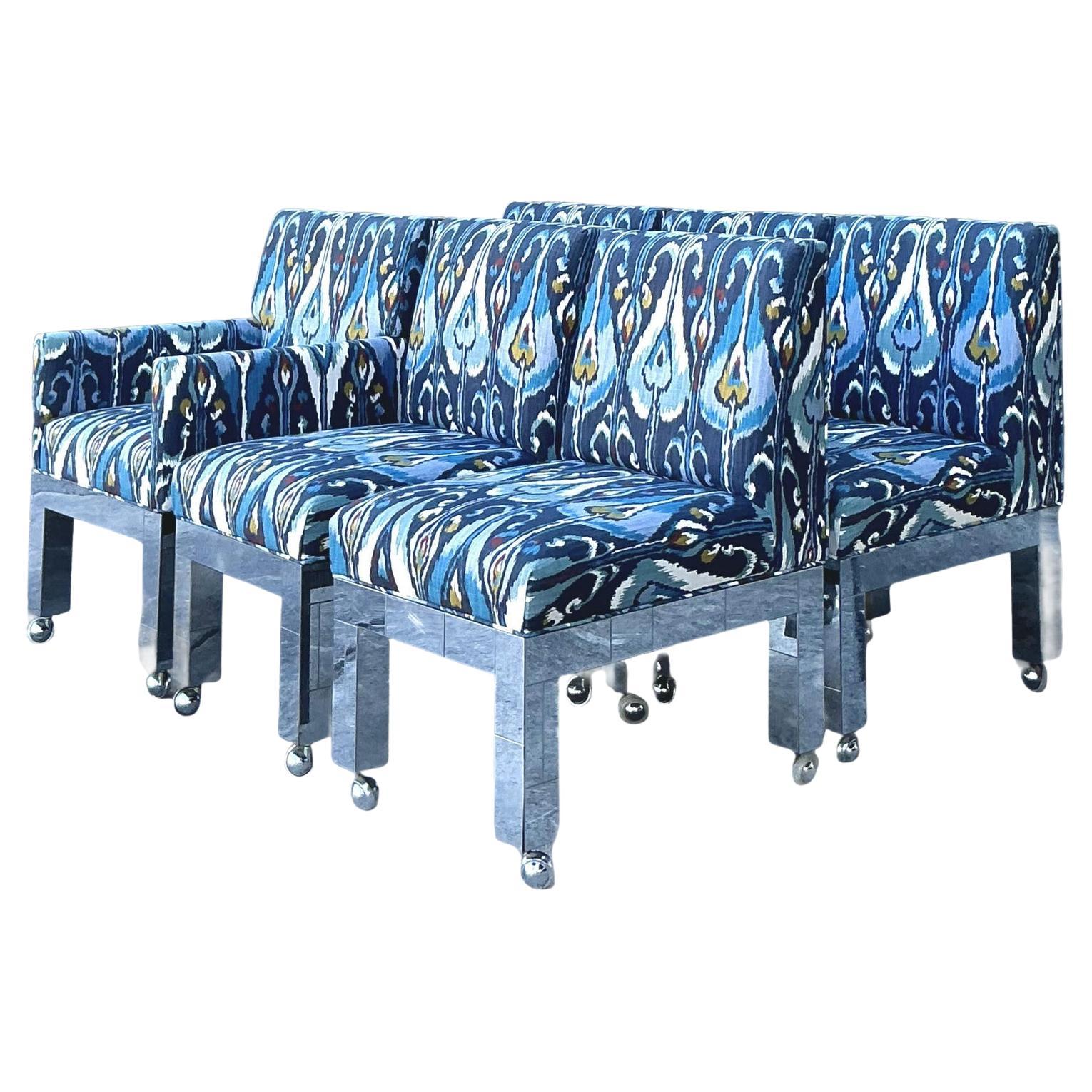 Vintage Boho Paul Evans Cityscape Chrome Dining Chairs - Set of 6 For Sale