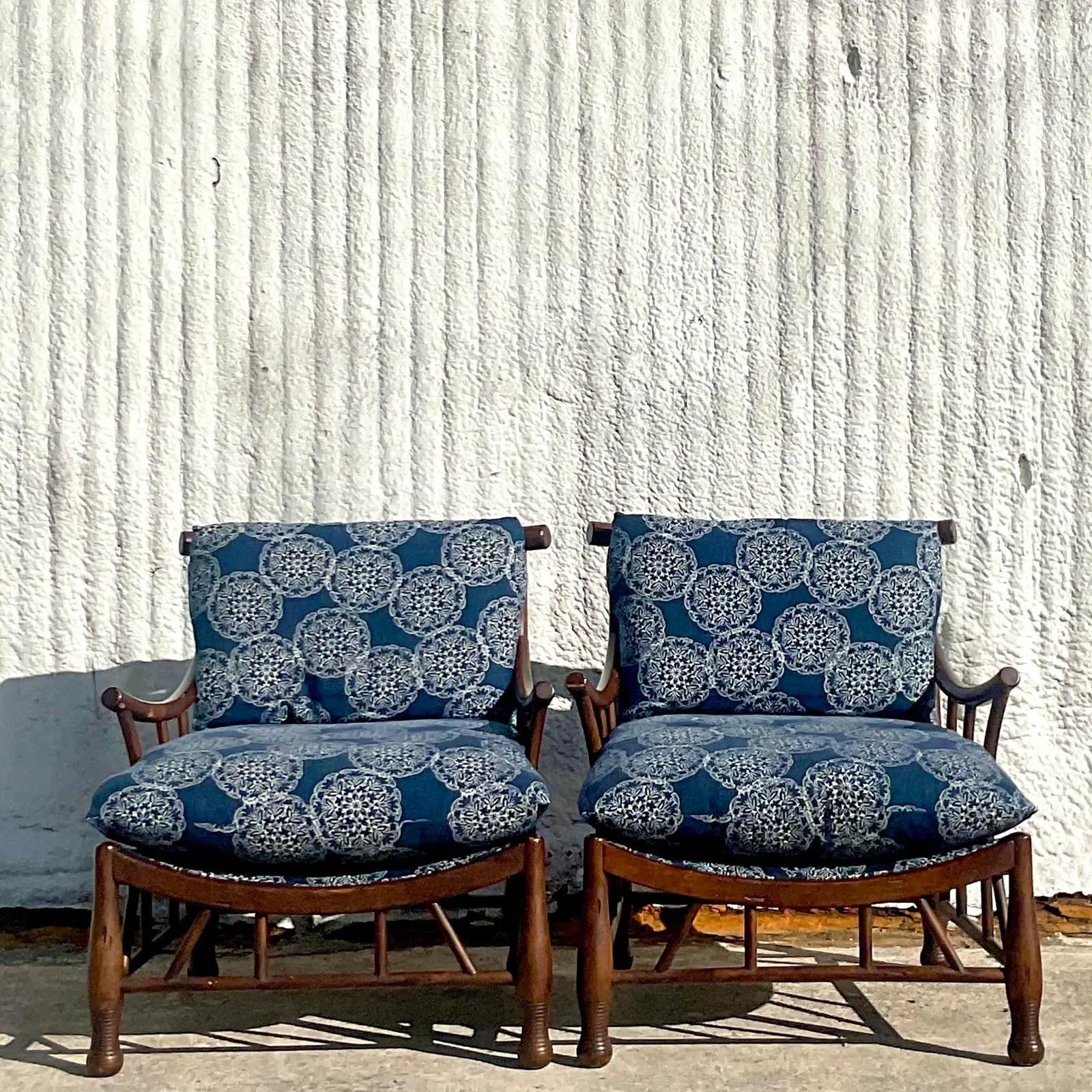 Vintage Boho Pearson Thebes Style Lounge Chairs, Pair 2