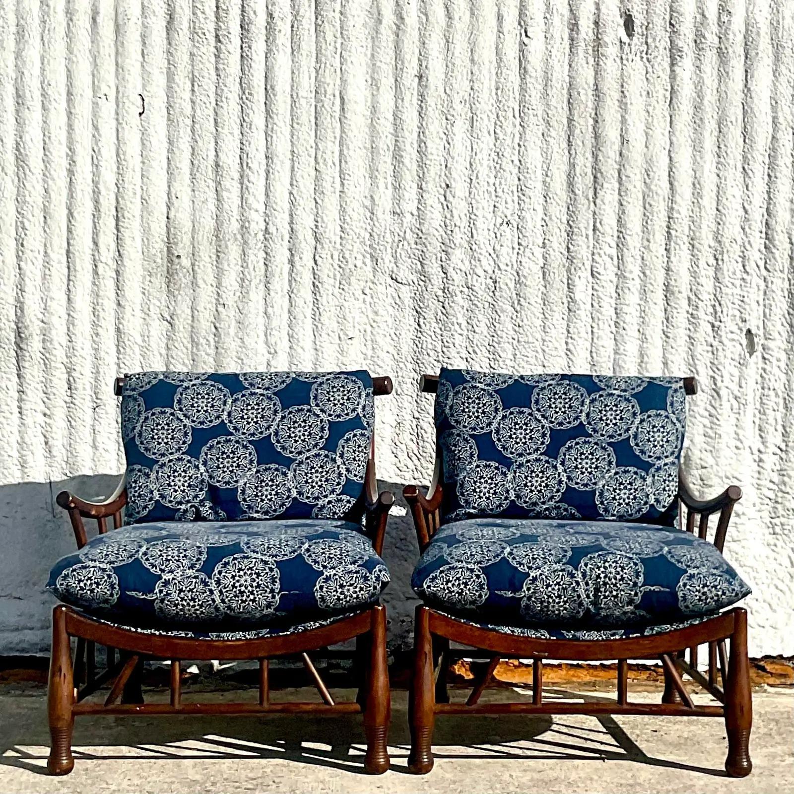Vintage Boho Pearson Thebes Style Lounge Chairs, Pair 3