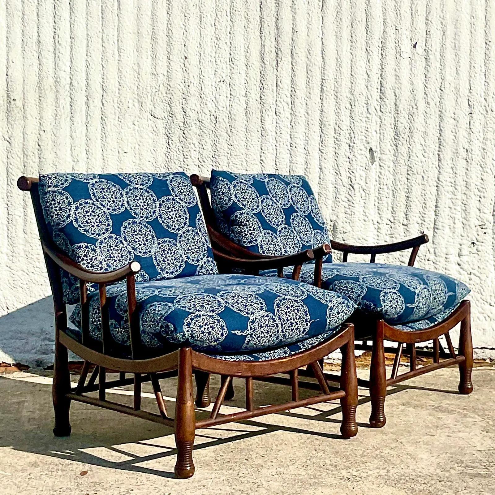 Vintage Boho Pearson Thebes Style Lounge Chairs, Pair 4