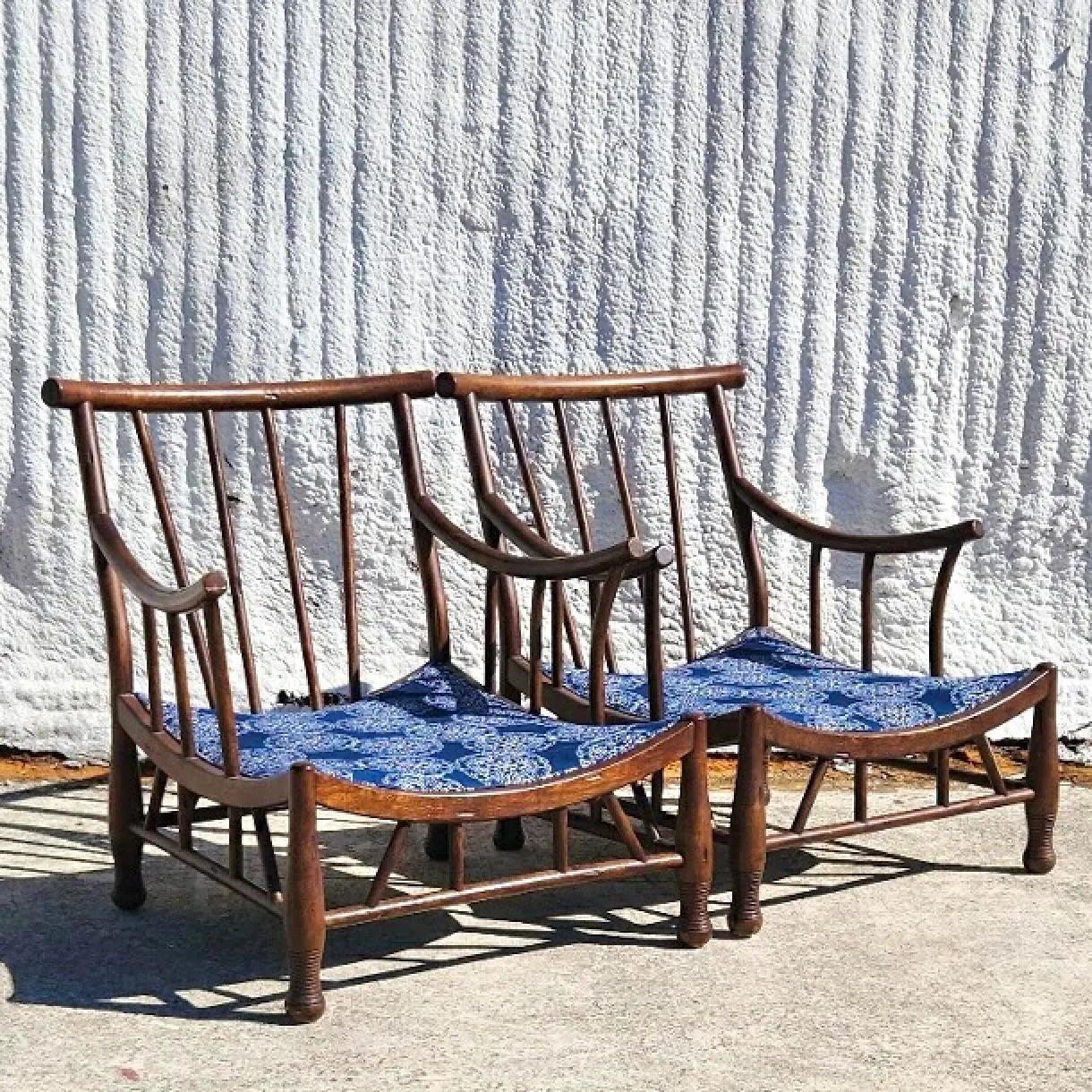 North American Vintage Boho Pearson Thebes Style Lounge Chairs, Pair