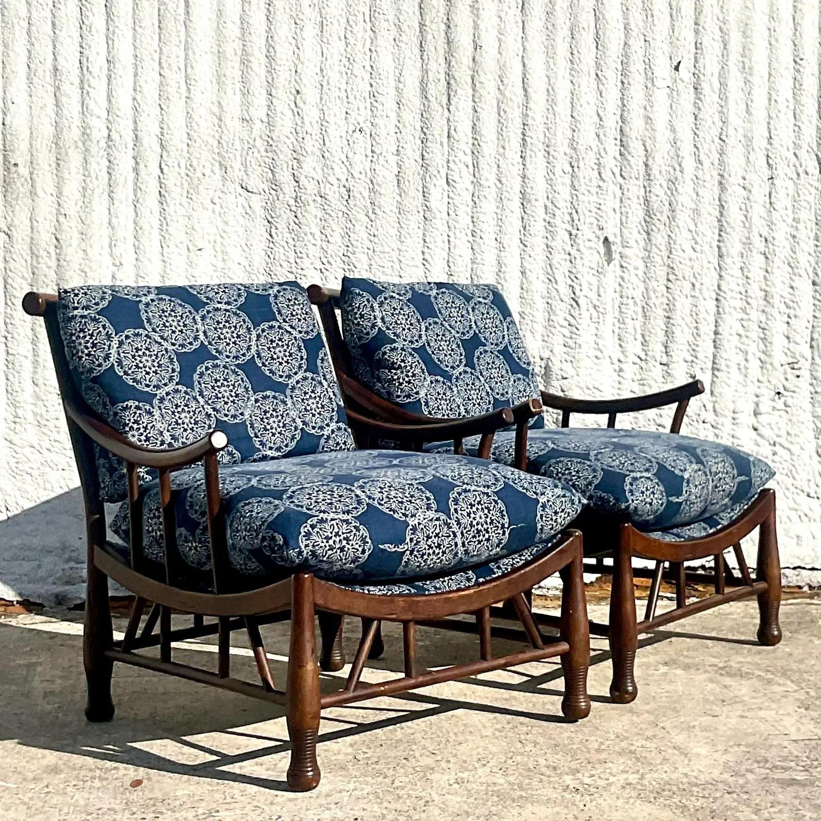 Vintage Boho Pearson Thebes Style Lounge Chairs, Pair 1