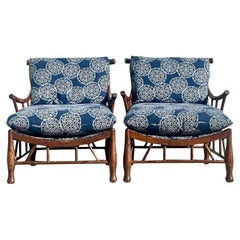 Vintage Boho Pearson Thebes Style Lounge Chairs, Pair