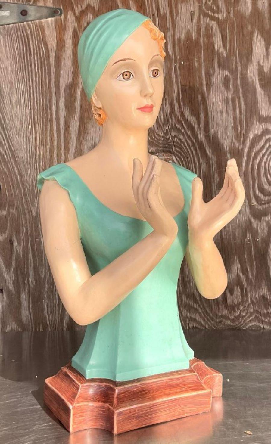 Bohemian Vintage Boho Pellitier’s Plaster Female Half Torso Mannequin For Sale