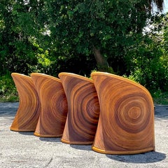 Vintage Boho Pencil Reed Dining Chairs - Set of 4