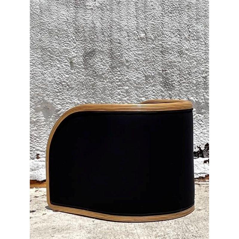 20th Century Vintage Boho Pencil Reed Lounge Chair For Sale
