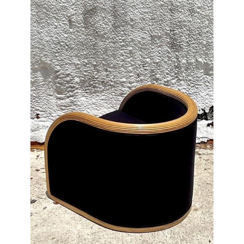 Vintage Boho Pencil Reed Lounge Chair For Sale 1