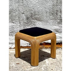 Vintage Boho Pencil Reed Ottoman