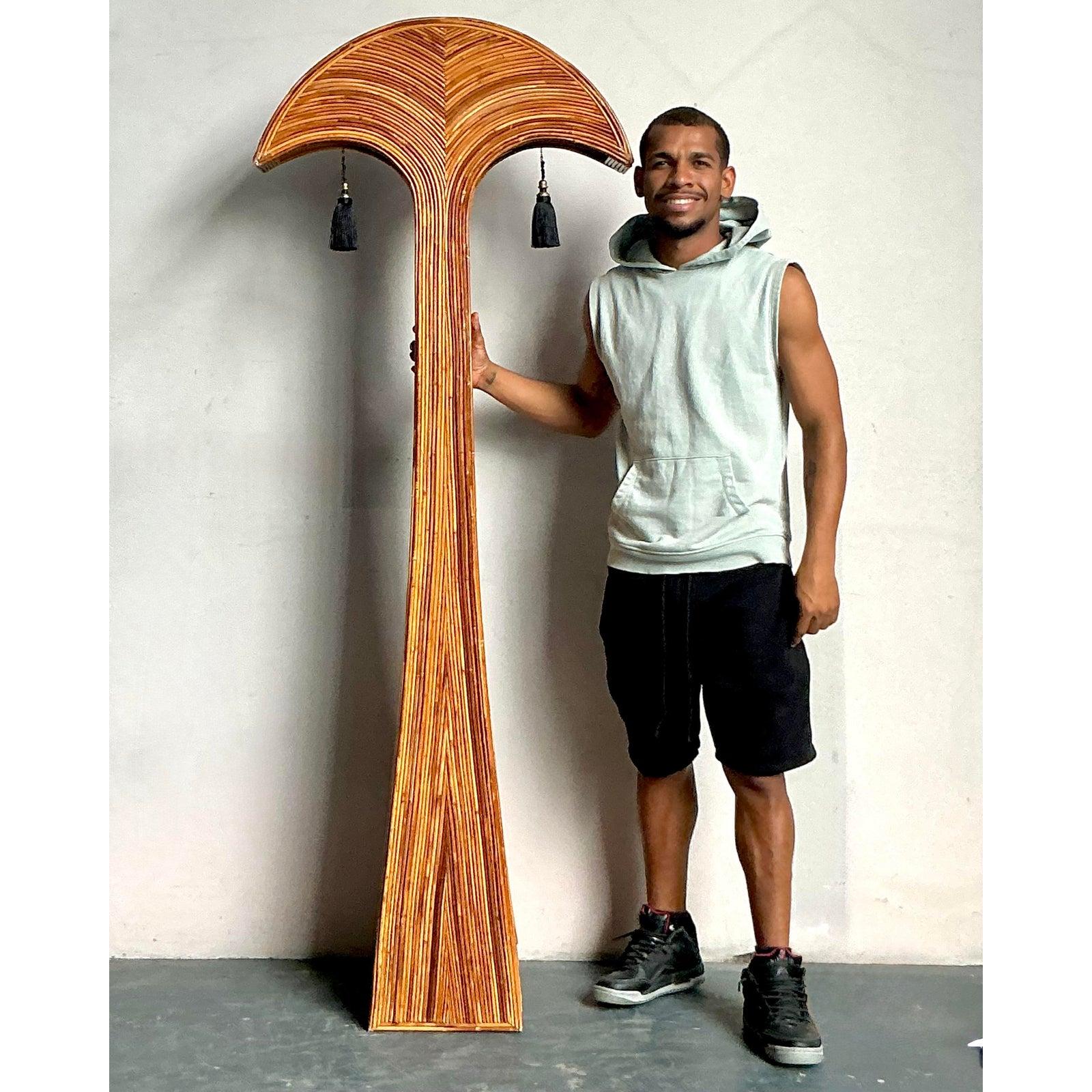 Vintage Boho Pencil Reed Palm Tree In Good Condition For Sale In West Palm Beach, FL