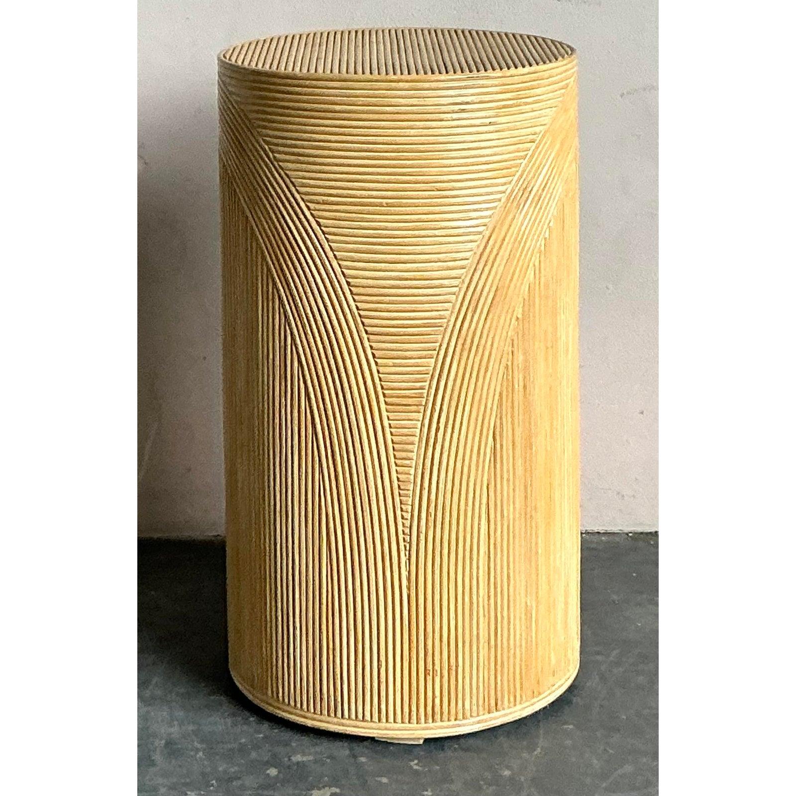 Philippine Vintage Boho Pencil Reed Pedestal For Sale