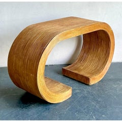 Vintage Boho Pencil Reed Scroll Console Table