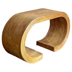 Vintage Boho Pencil Reed Scroll Console Table