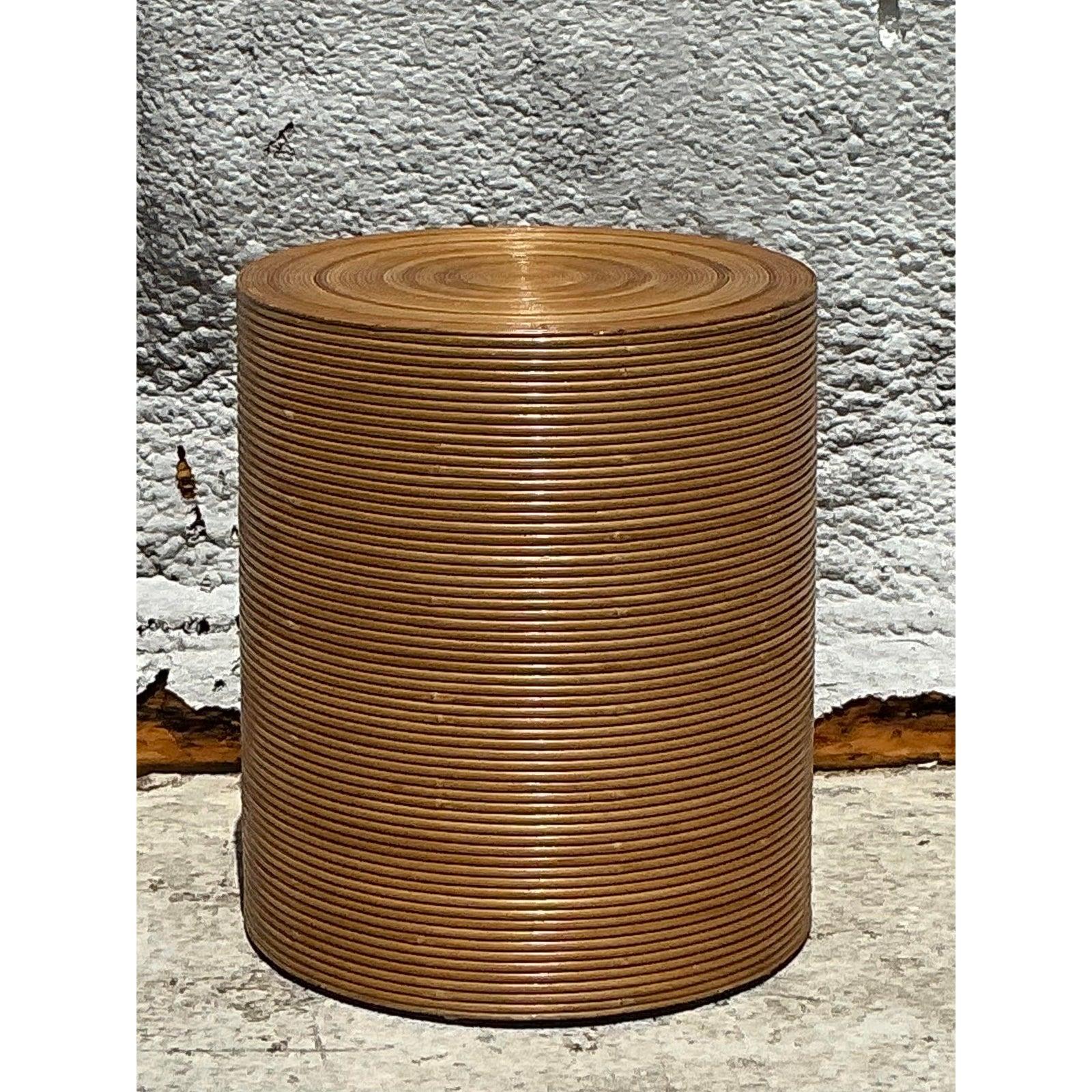 Philippine Vintage Boho Pencil Reed Table Pedestal For Sale