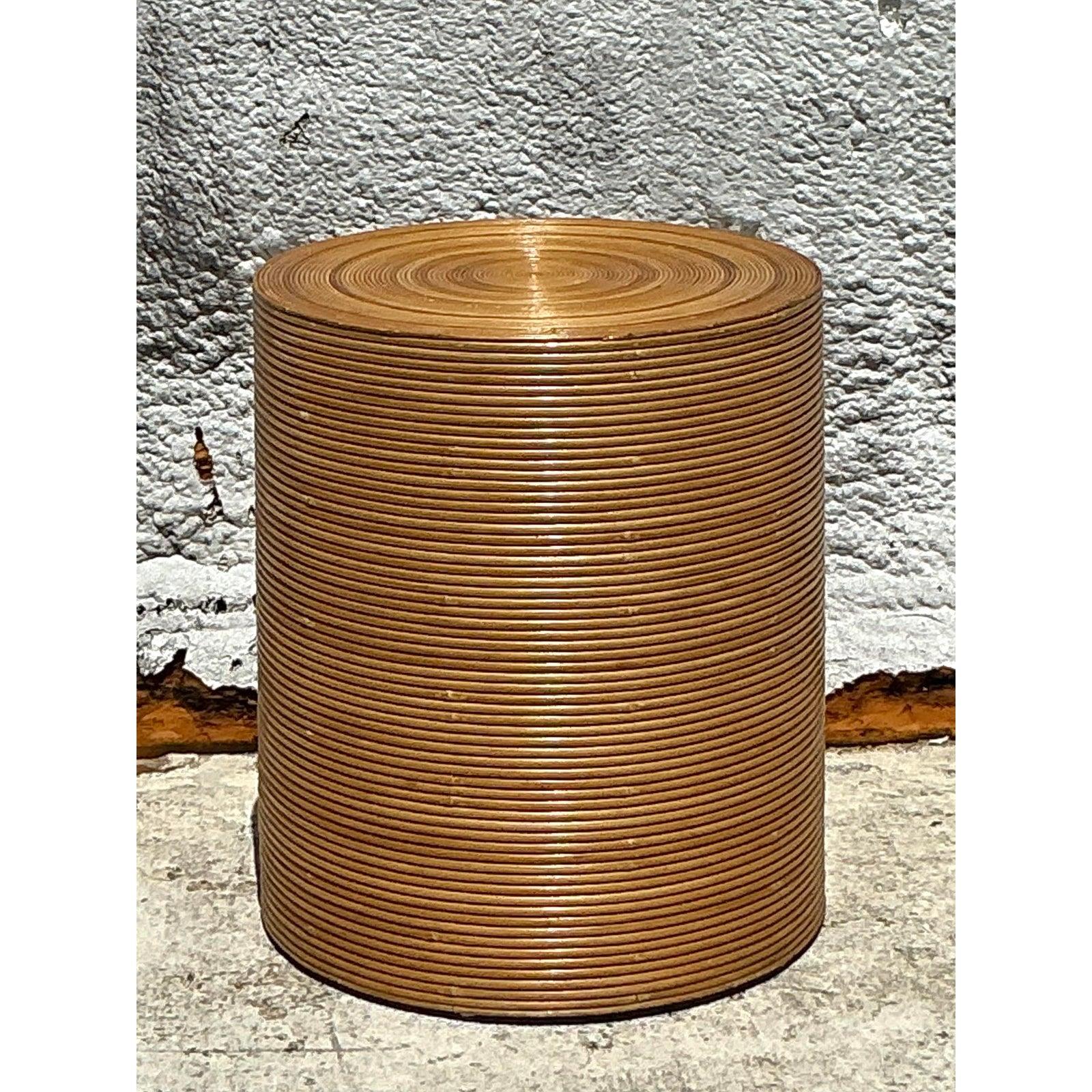 20th Century Vintage Boho Pencil Reed Table Pedestal For Sale