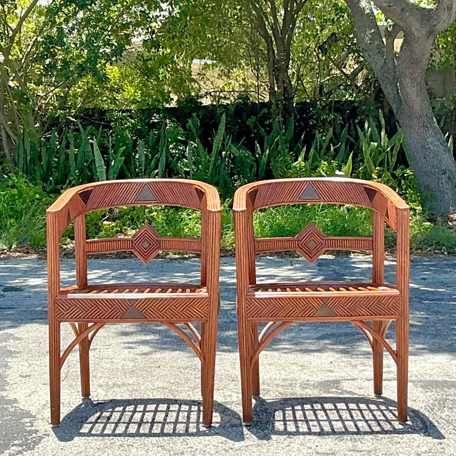 Filippino Sedie da vasca in canna a matita vintage - Una coppia in vendita