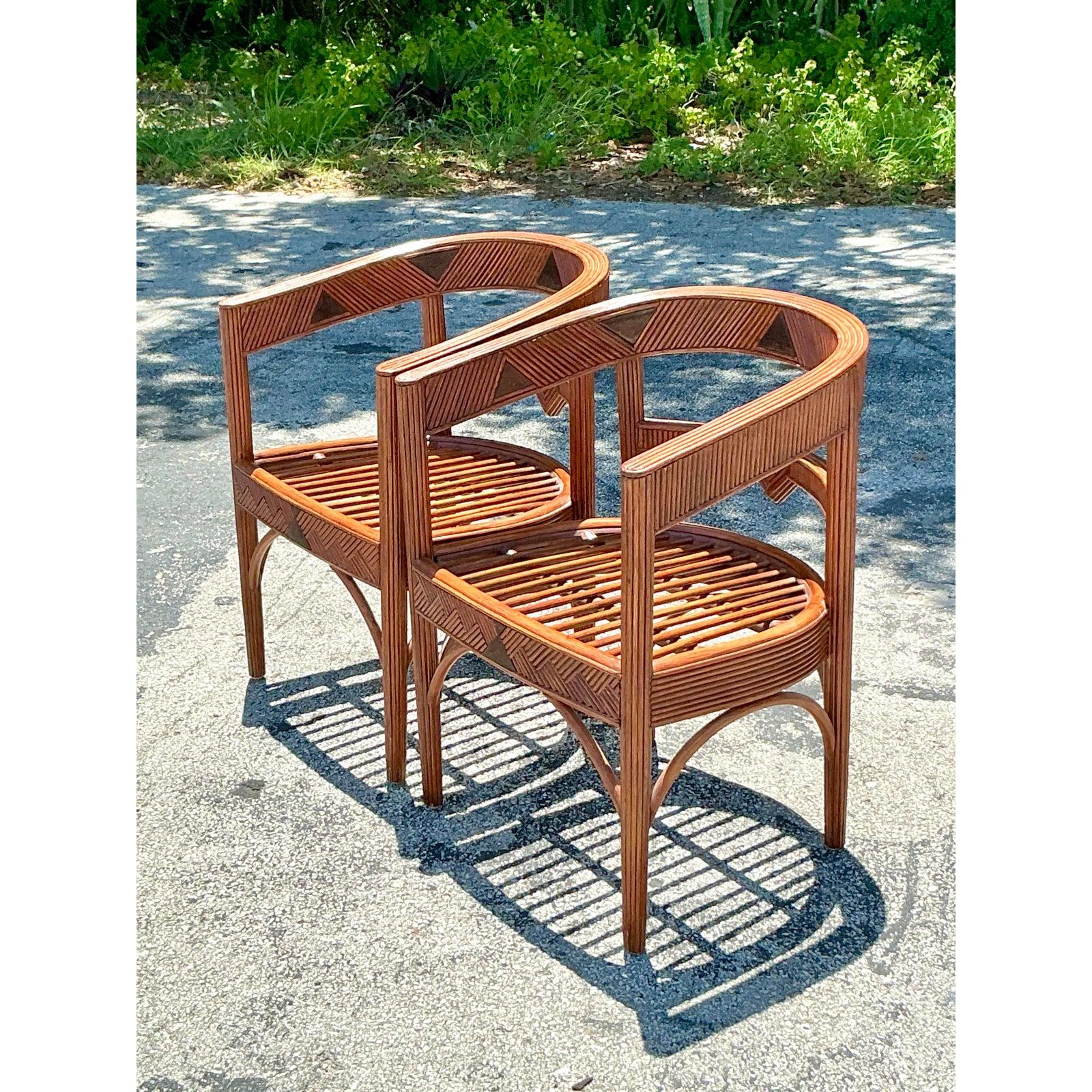 Sedie da vasca in canna a matita vintage - Una coppia in vendita 3