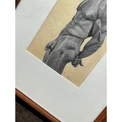 Vintage Boho Croquis au crayon d'un homme nu