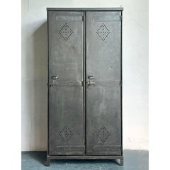 Vintage Boho Perforated Metal Armoire