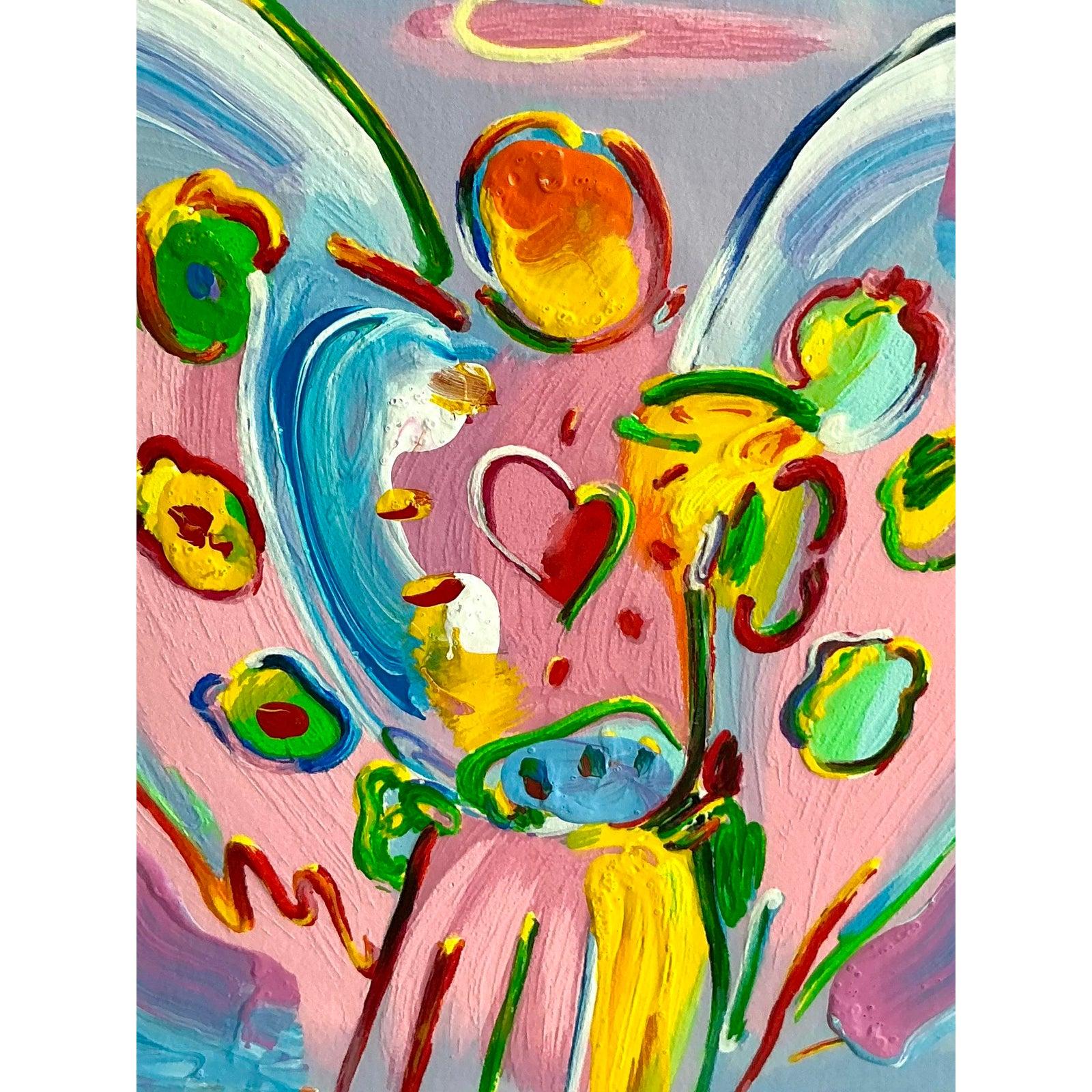 Vintage Boho Peter Max Hand gemalte Serigraphie (Hollywood Regency) im Angebot