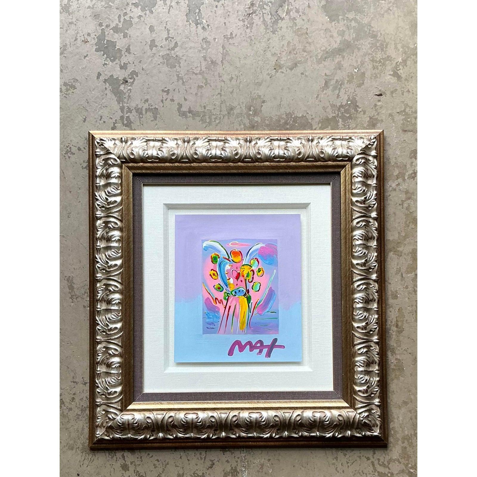 Vintage Boho Peter Max Hand gemalte Serigraphie im Angebot 1
