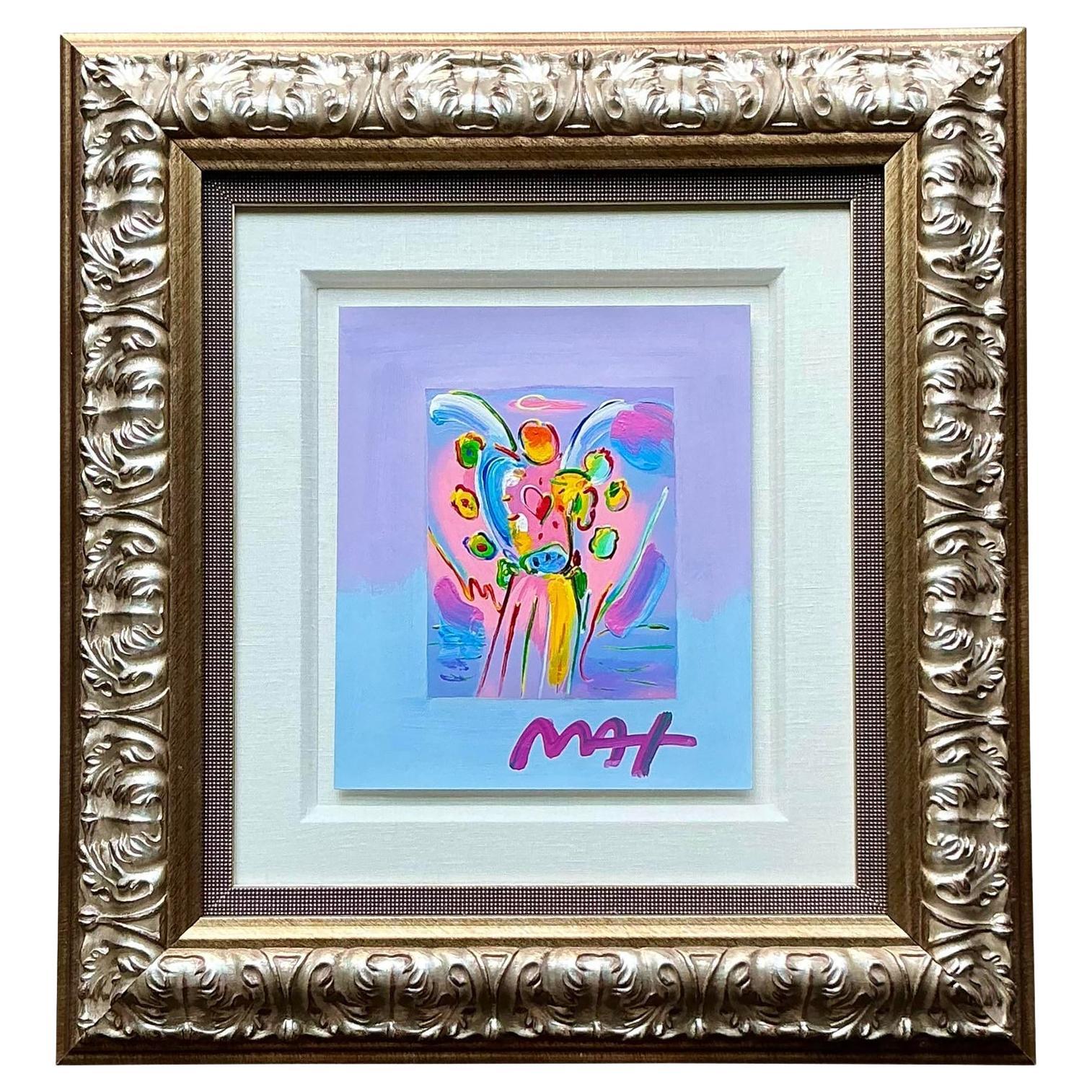 Vintage Boho Peter Max Hand gemalte Serigraphie