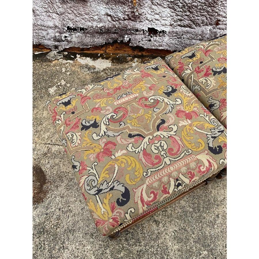 20th Century Vintage Boho Petit Point Low Stool
