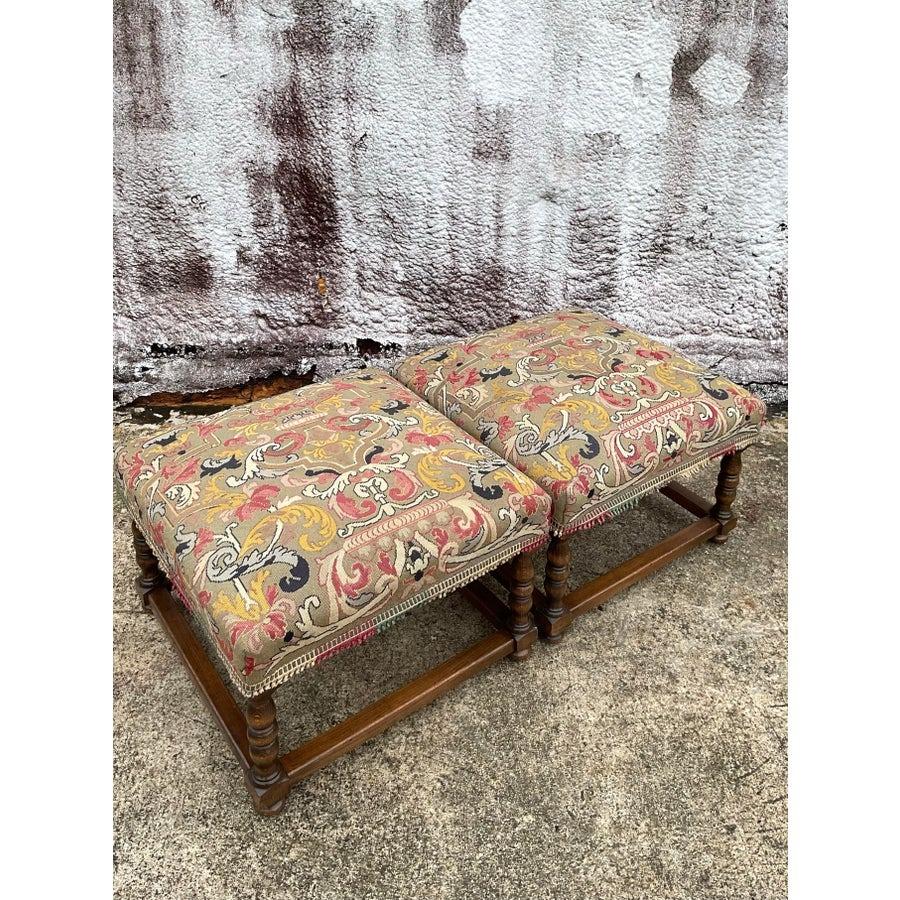 Vintage Boho Petit Point Low Stool 1
